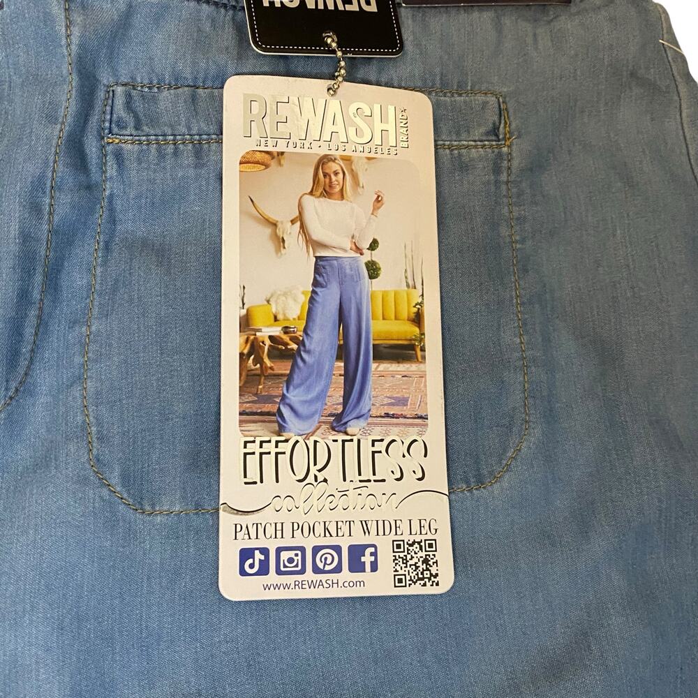 NWT Rewash Patch Pocket Wide Leg Effortless Denim Super High Rise Size Medium - Picture 2 of 12